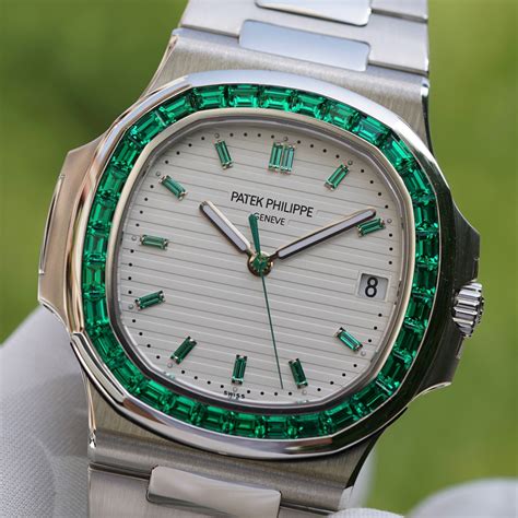 patek philippe nautilus travel time baguette diamonds and emeralds